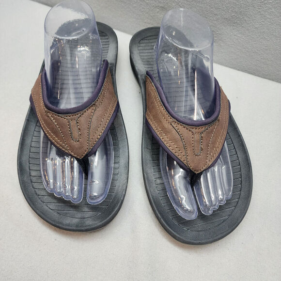 Dr Scholl's Slip on Thong Men's Reflect Brown Flip Flop Shoes Size 12 M - Picture 2 of 8